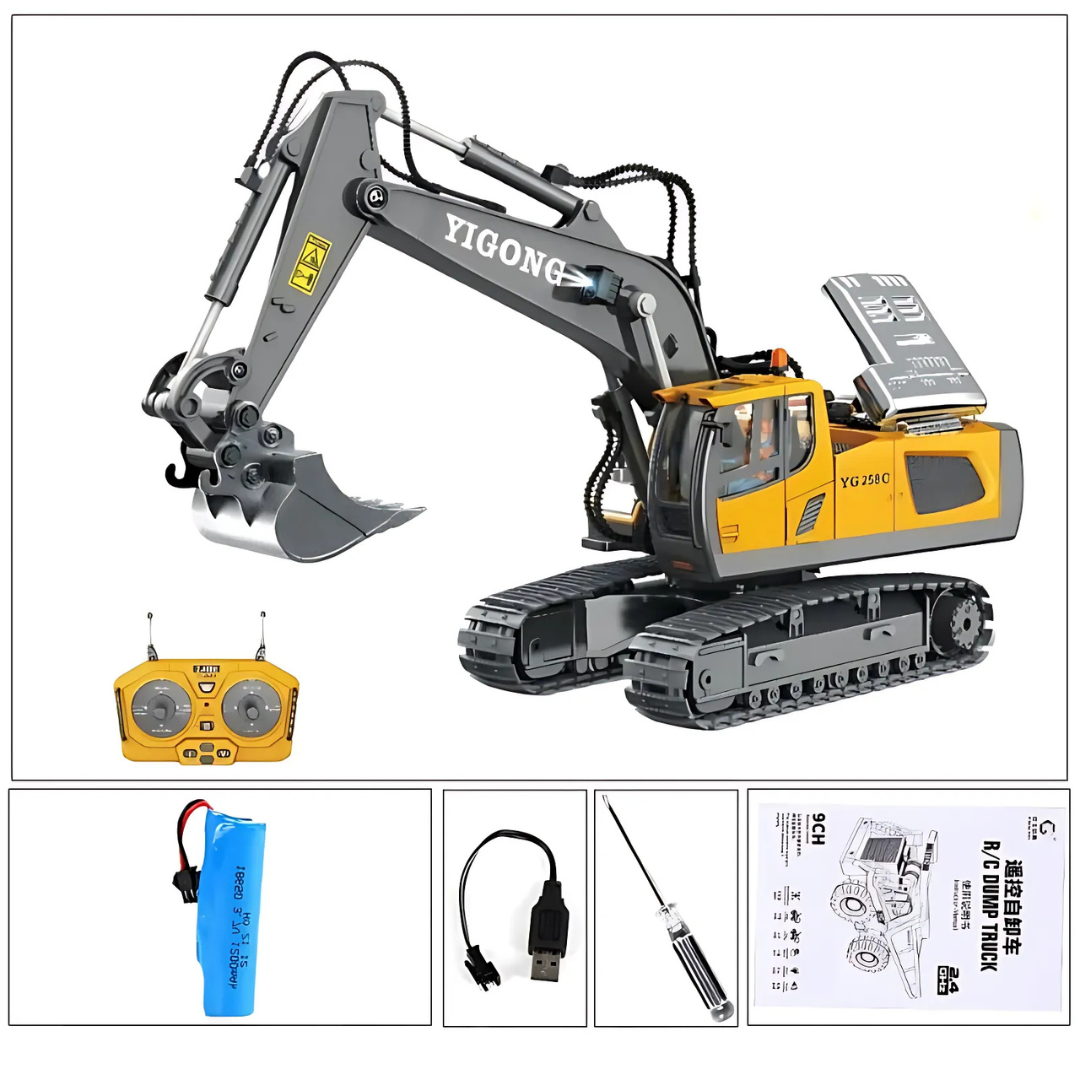 Toy Blox Escavadeira RC – Veículo de Engenharia Controlado por Remoto