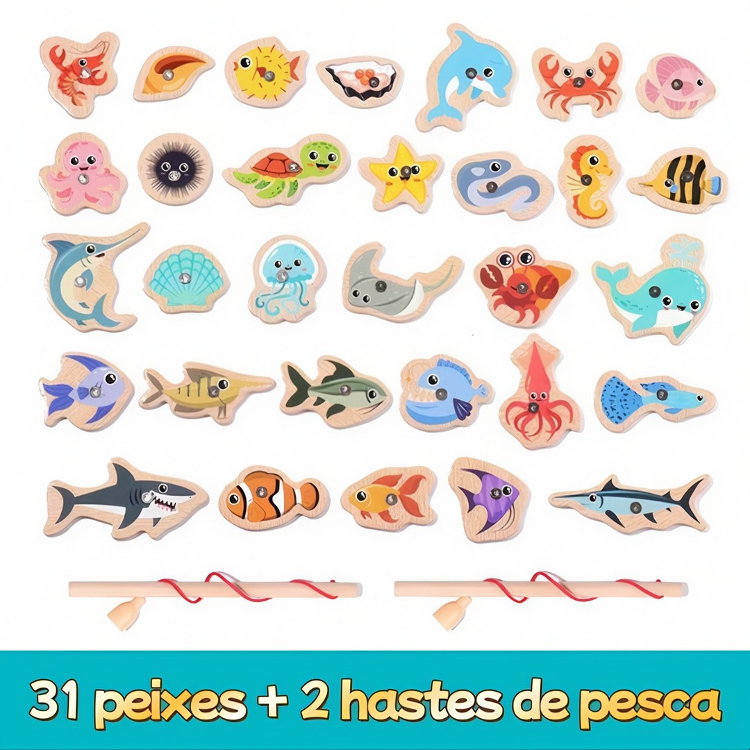 Pescaria Magnéticos infantil De Madeira